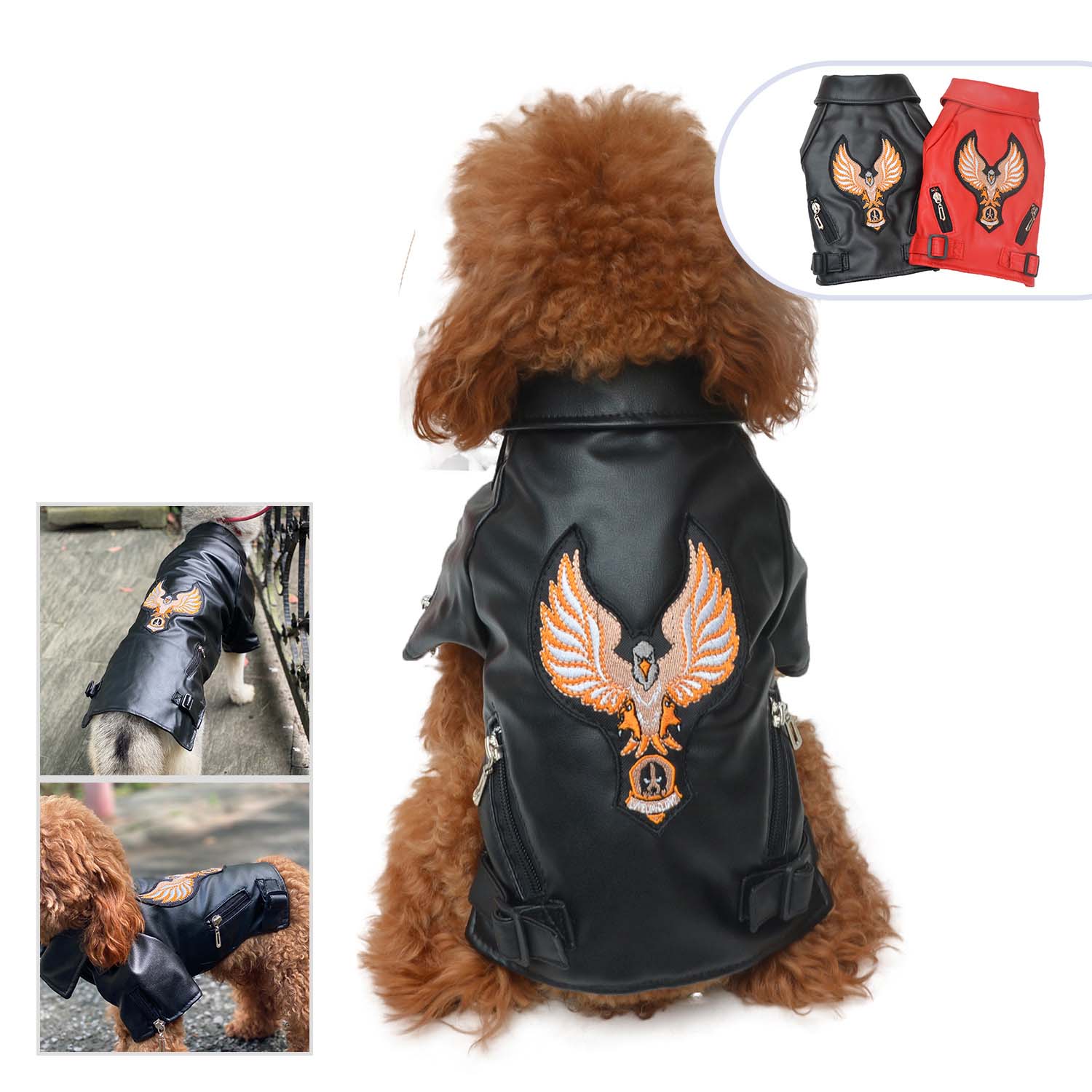 Dog eagle design leather Jacket
