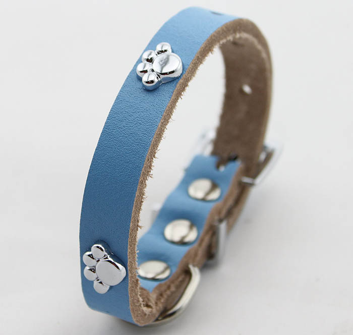 Genuine leather Dog collar 5 color Paws