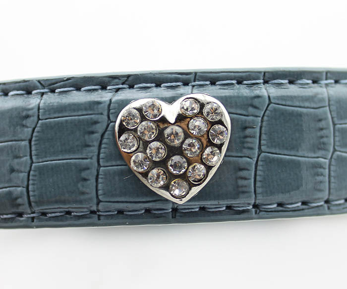 Hearts Rhinestone Leather Collar