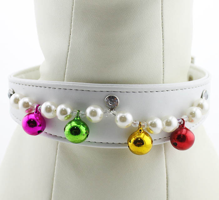 Christmas pearls&Bell  Dog Collar