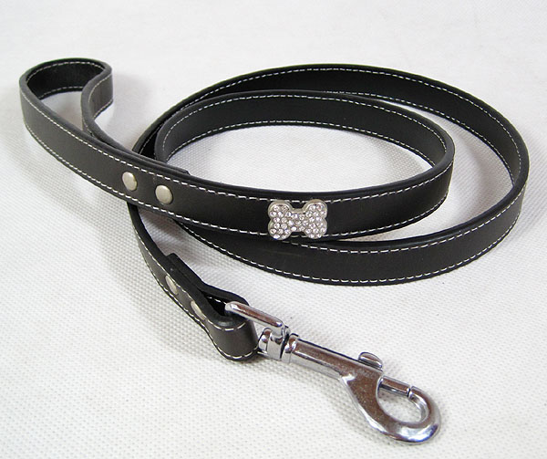 Crystal Leather Leash puce