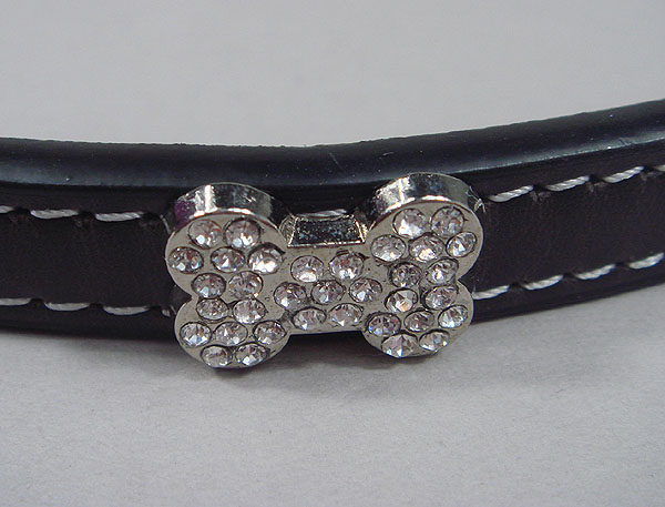 Crystal Leather Leash puce