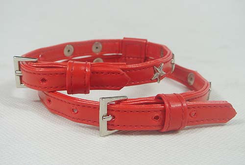 Silver Star Inlay Red Leather Harness
