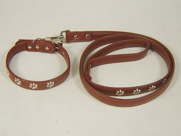 Embroidered Paw Collar & Leash set